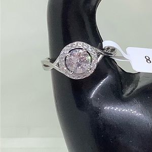 Ring Size 8 Stamped 925 Clear Stones